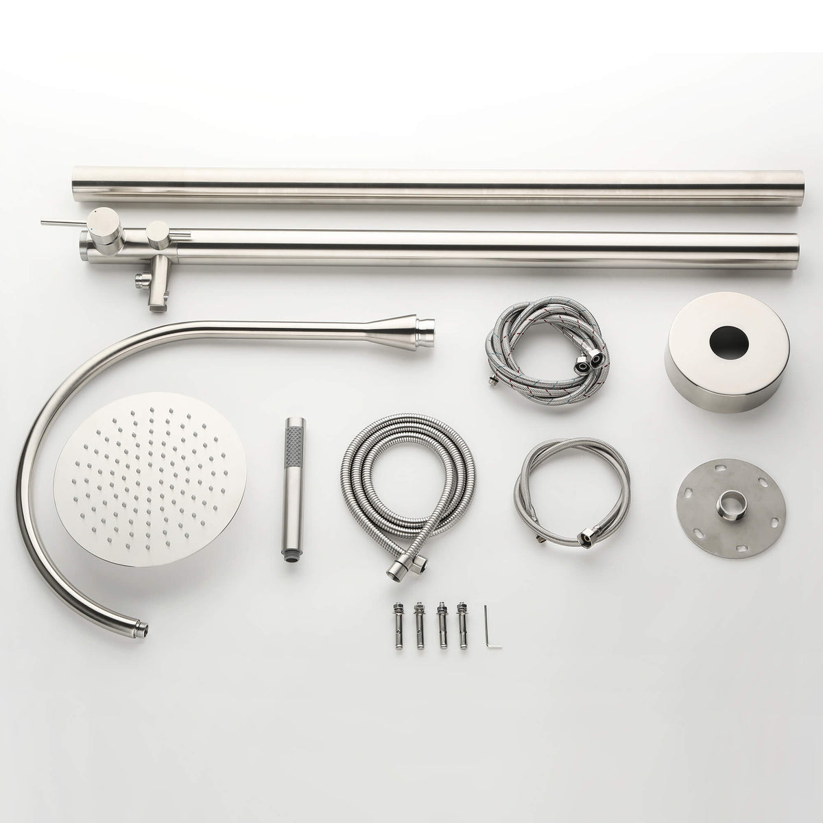 Freestanding 316 Stainless Steel Outdoor Shower with Rain Head and Hand Shower