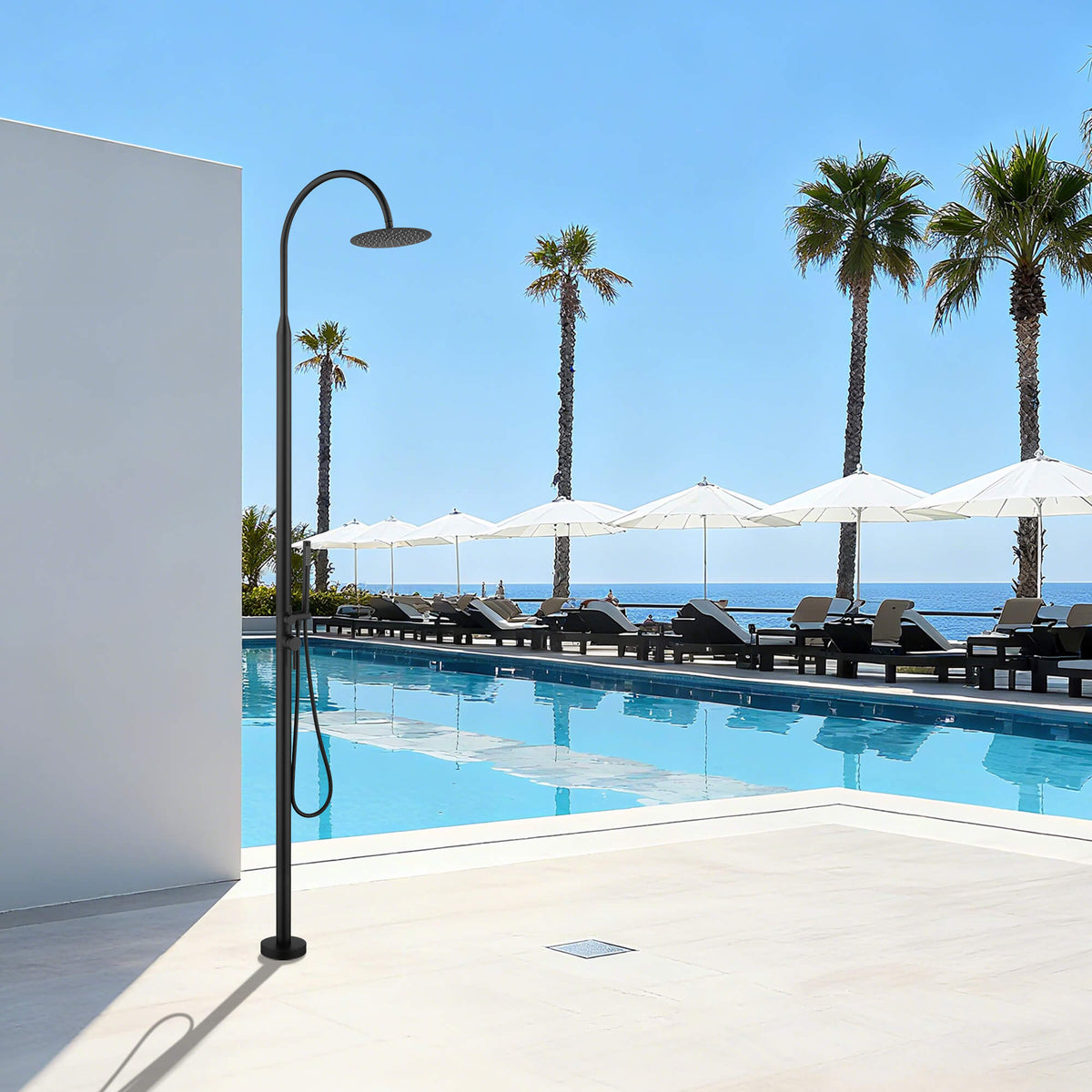 Freestanding 316 Stainless Steel Outdoor Shower with Rain Head and Hand Shower