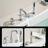 4-Hole Roman Tub Filler with Hand Shower Deck-Mounted Bathtub Faucet