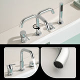 4-Hole Roman Tub Filler with Hand Shower Deck-Mounted Bathtub Faucet