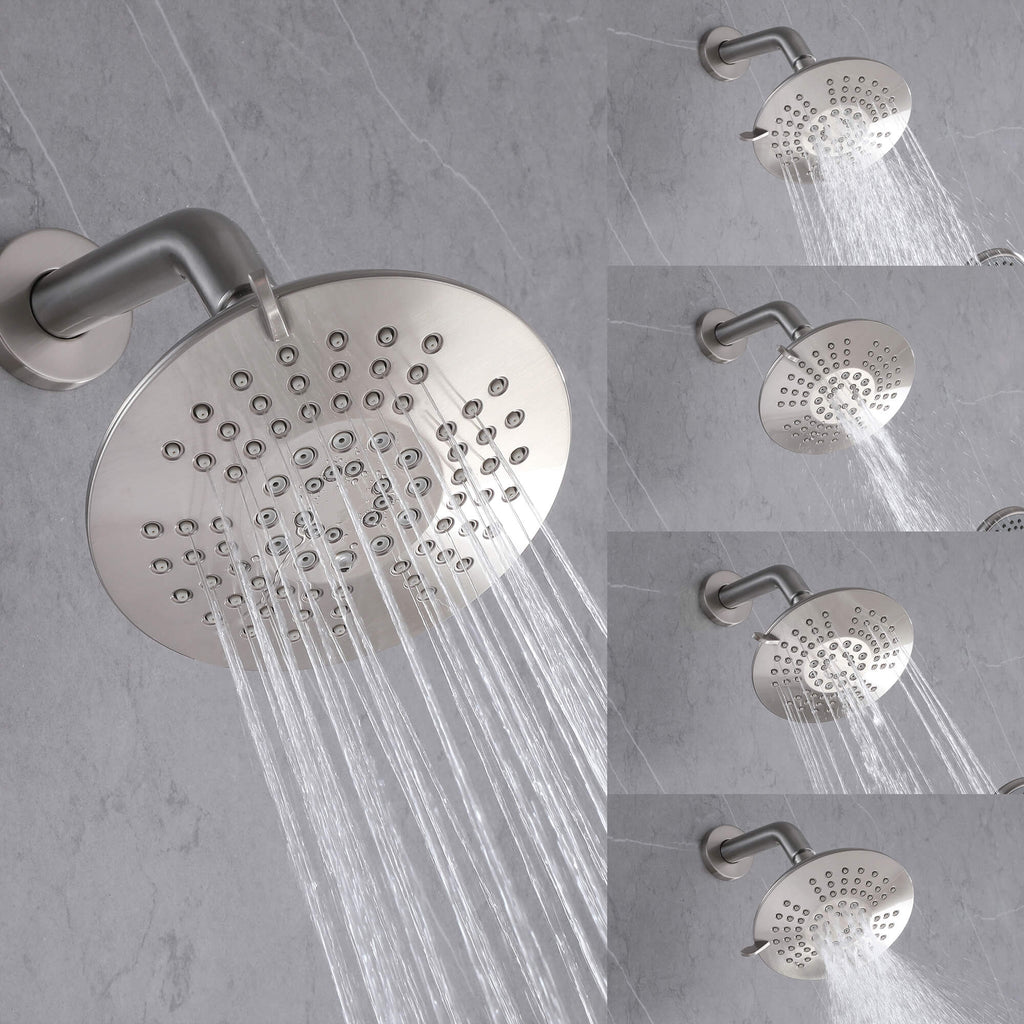 6-Inch 5-Spray High Pressure Powerful Rain Shower Head with Shower Arm and Flange