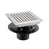 6-Inch Square Shower Drain with Removable Cover Grid Grate 304 Stainless Steel Brushed Nickel JK0306