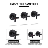 Wall-Mounted Tub Shower Kit with Spout and Triple Handle Controls