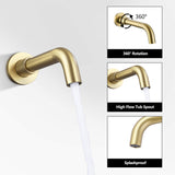 Wall Mount Rainfall Bathtub Shower System with Tub Spout Brushed Gold JK0299