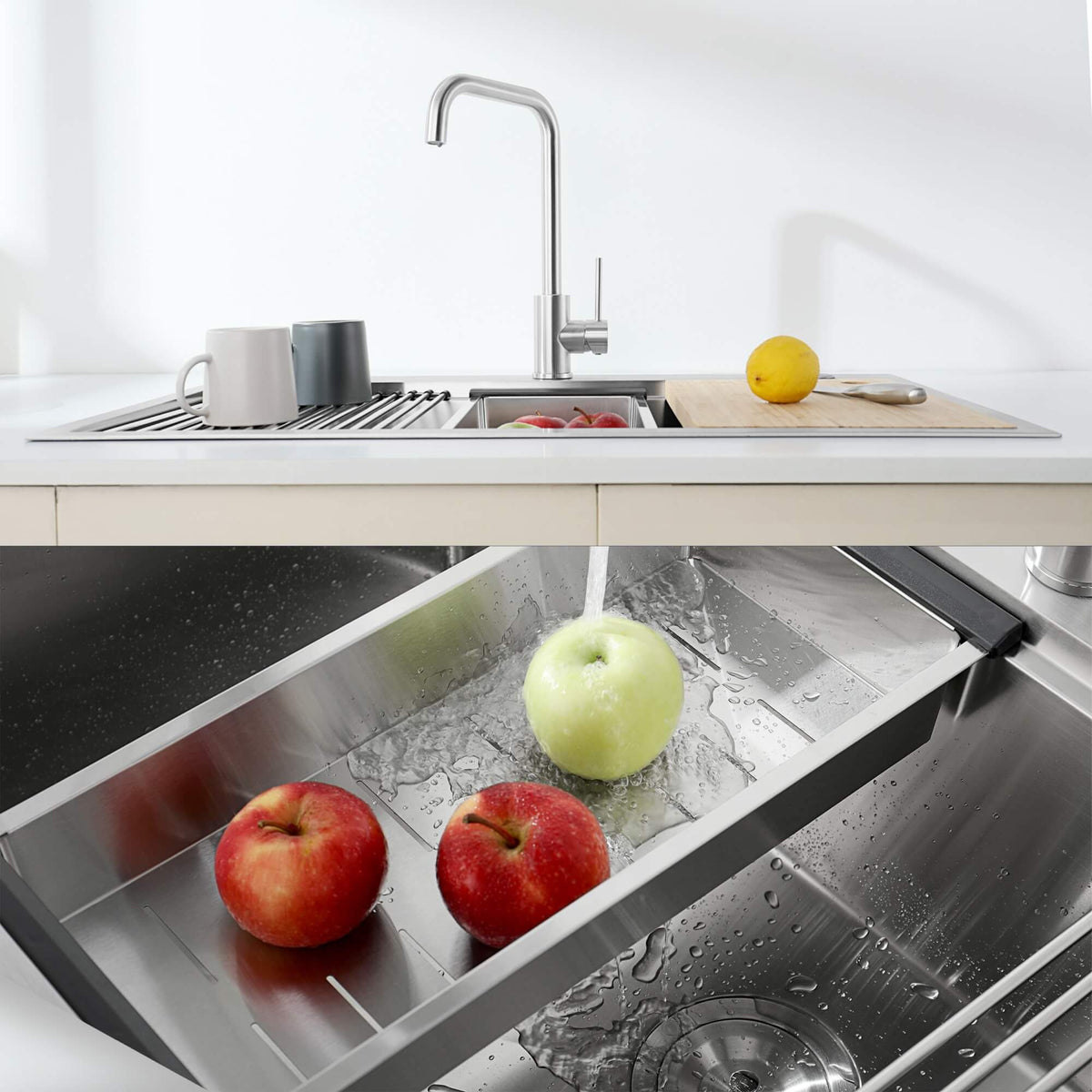 33-Inch Drop In Stainless Steel Kitchen Sink Single Bowl Workstation Sink