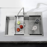 33-Inch Drop In Stainless Steel Kitchen Sink Single Bowl Workstation Sink