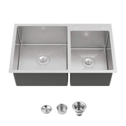 32-Inch Undermount Double Bowl Stainless Steel Kitchen Sink with Drain and Hook