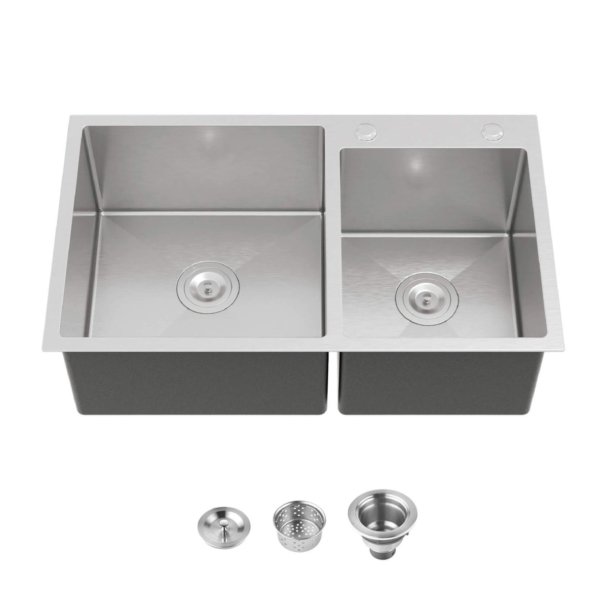 32-Inch Undermount Double Bowl Stainless Steel Kitchen Sink with Drain and Hook
