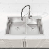32-Inch Undermount Double Bowl Stainless Steel Kitchen Sink with Drain and Hook