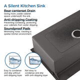 32-Inch Undermount Double Bowl Stainless Steel Kitchen Sink with Drain and Hook