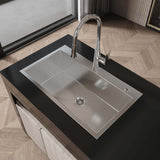 32" Brushed Finish Top-Mount Single Bowl Kitchen Sink