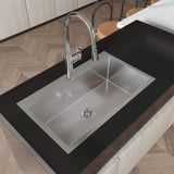 32" Brushed Finish Top-Mount Single Bowl Kitchen Sink