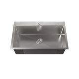 32" Brushed Finish Top-Mount Single Bowl Kitchen Sink