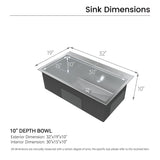 32" Brushed Finish Top-Mount Single Bowl Kitchen Sink