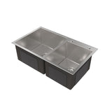 32" Top-Mount Kitchen Sink with Double Square Bowls