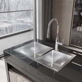 32" Top-Mount Kitchen Sink with Double Square Bowls