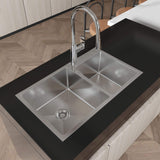 32" Top-Mount Kitchen Sink with Double Square Bowls