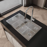 32" Top-Mount Kitchen Sink with Double Square Bowls