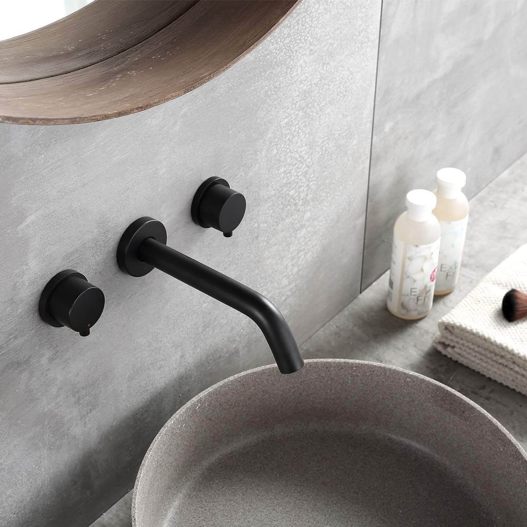 2-Handle Wall-Mounted Tap with Smooth Curved Spout