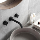 Solid Brass Wall Mount 2 Handle Bathroom Sink Faucet