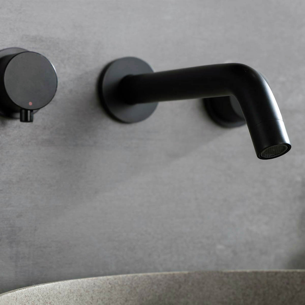 2-Handle Wall-Mounted Tap with Smooth Curved Spout