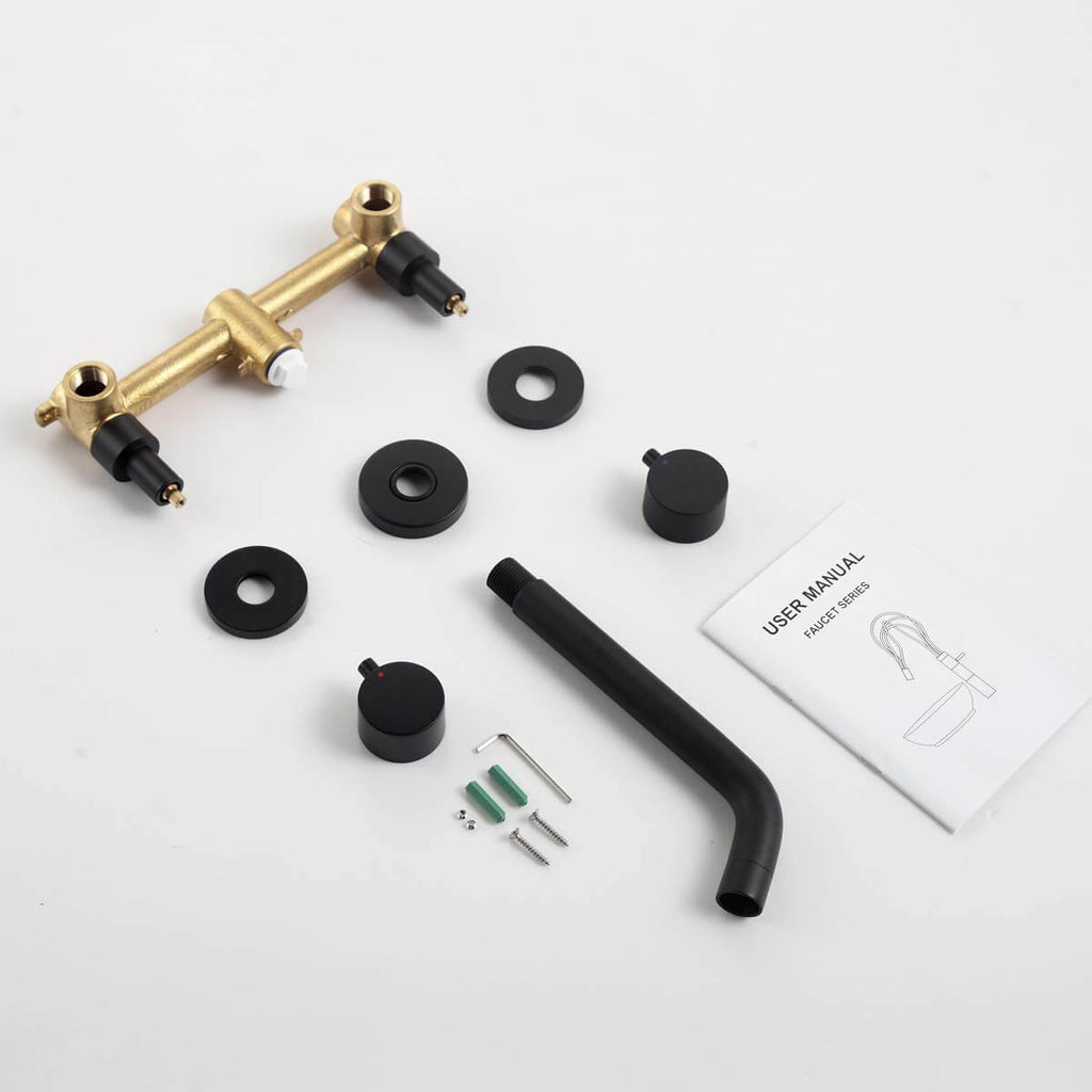 2-Handle Wall-Mounted Tap with Smooth Curved Spout
