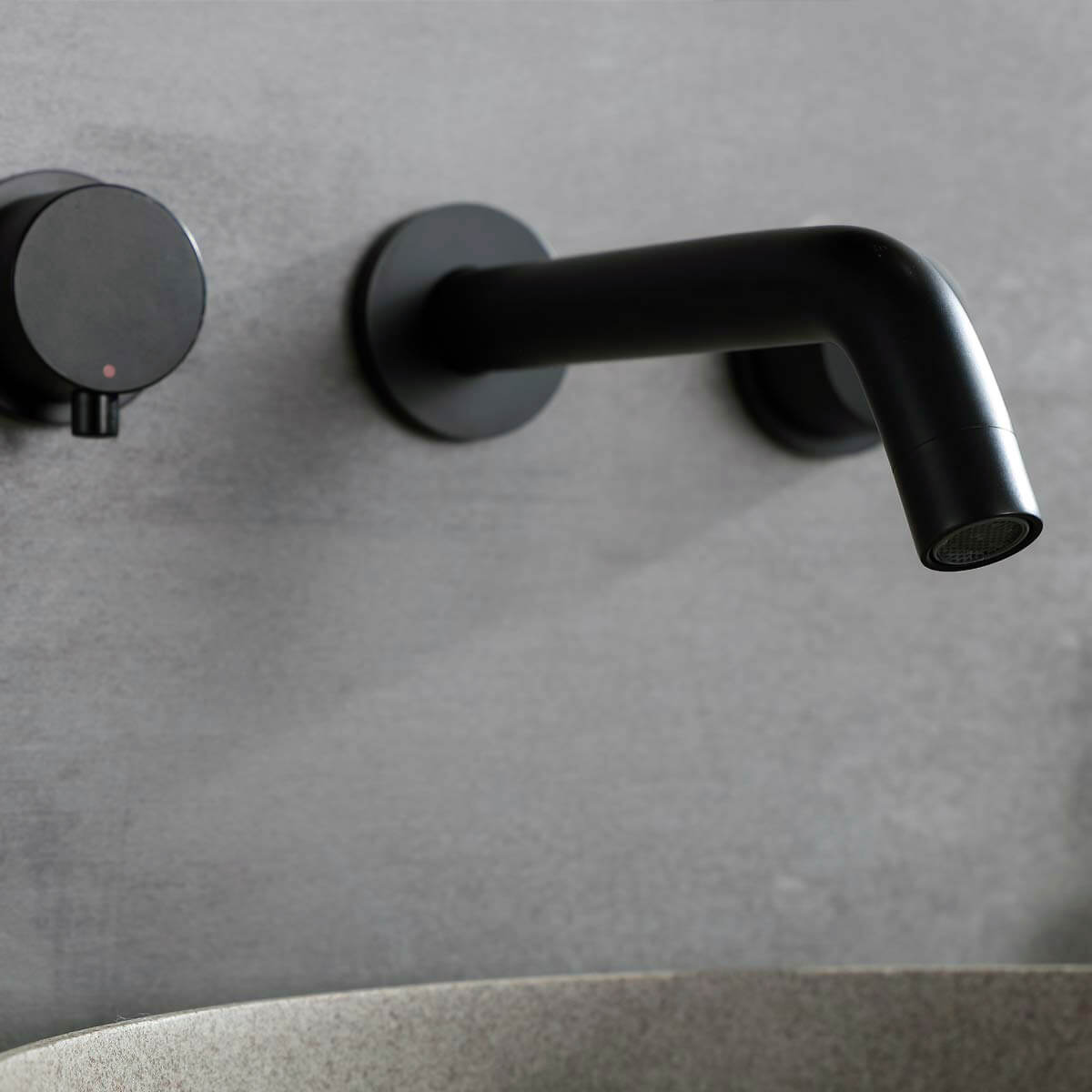 Minimalist Wall Faucet with Round Handles and Matte Finish