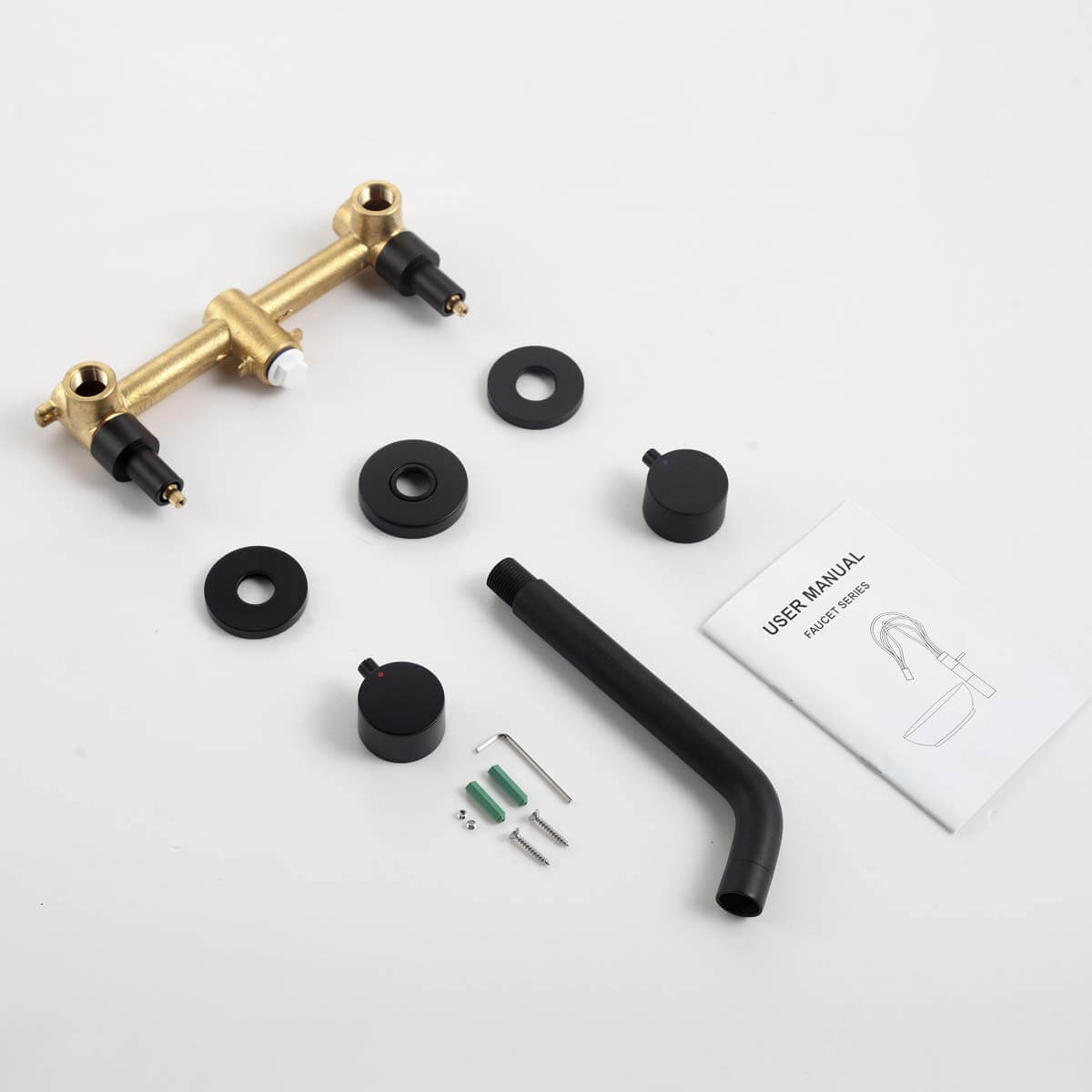 Minimalist Wall Faucet with Round Handles and Matte Finish