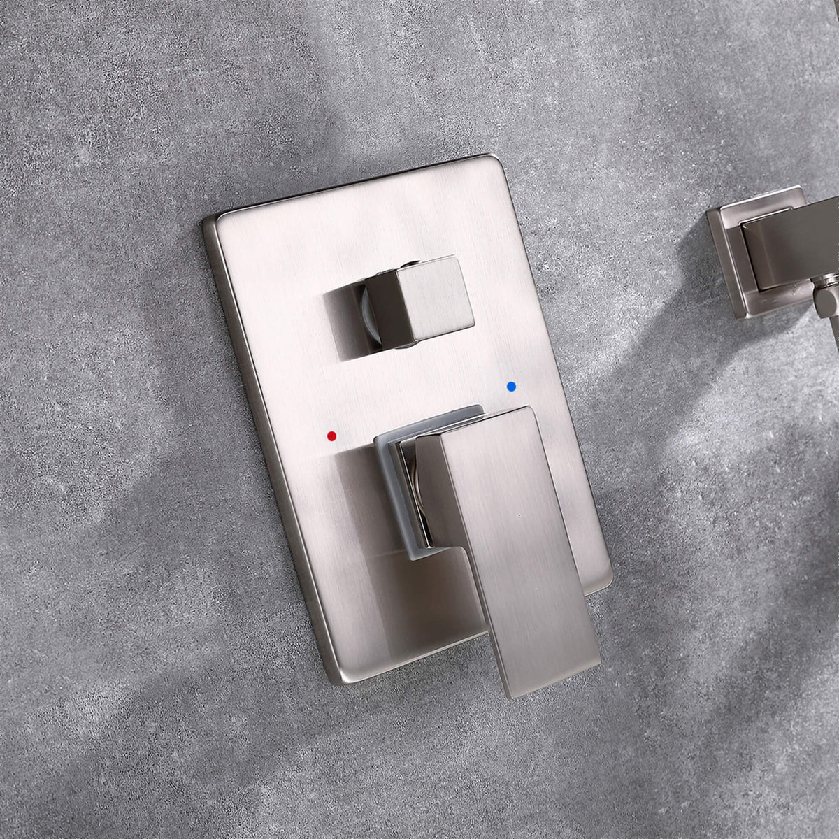 Wall-Mounted Bathtub Faucet with Hand Shower and Minimalist Control Panel