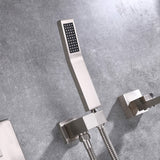 Wall-Mounted Bathtub Faucet with Hand Shower and Minimalist Control Panel
