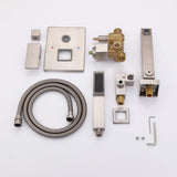 Wall-Mounted Bathtub Faucet with Hand Shower and Minimalist Control Panel