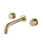 2-Handle Wall-Mounted Tap with Smooth Curved Spout