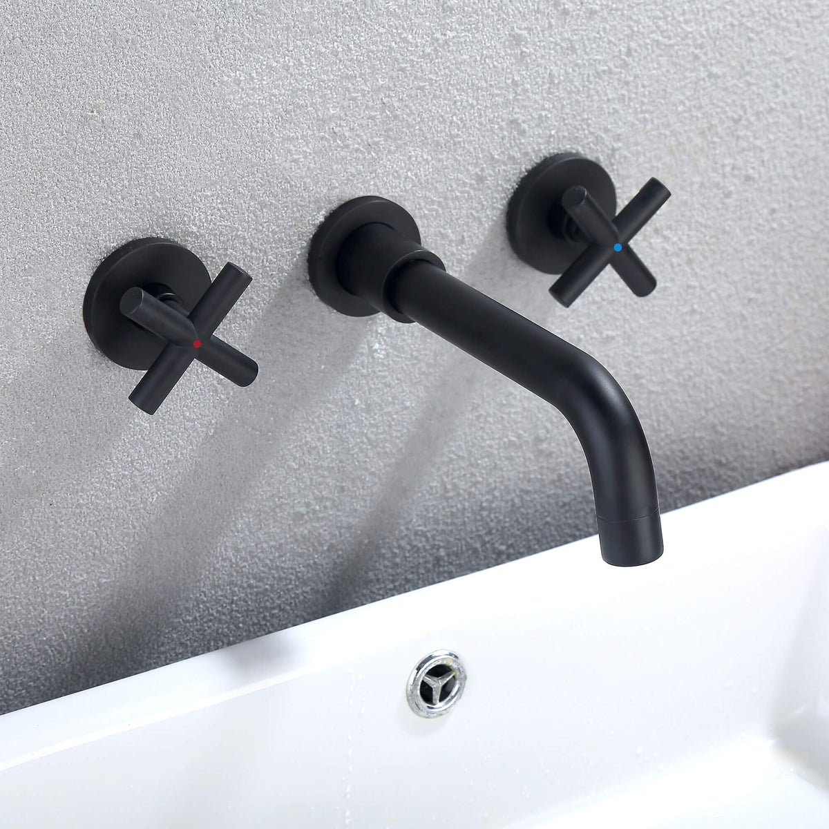 Wall-Mounted 8-Inch Basin Faucet with Cross Handles