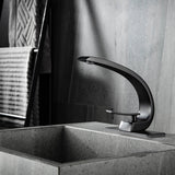 C-Shaped Sculptural Faucet with Open Lever Handle