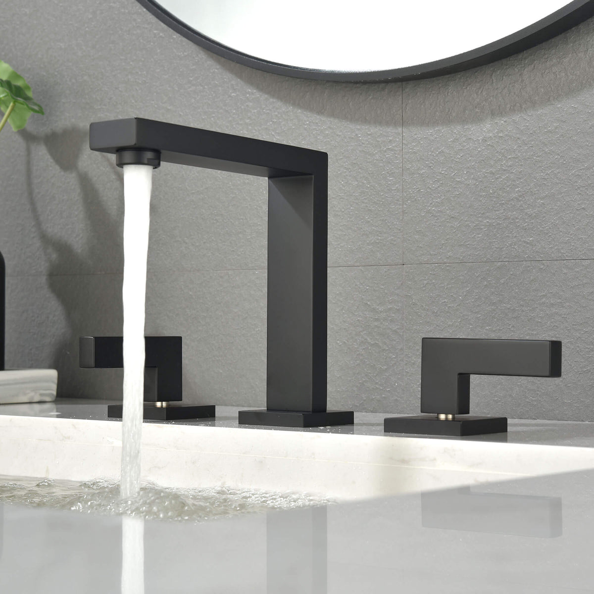 Matte Black 3-Hole Widespread Bathroom Faucet with Dual Handles