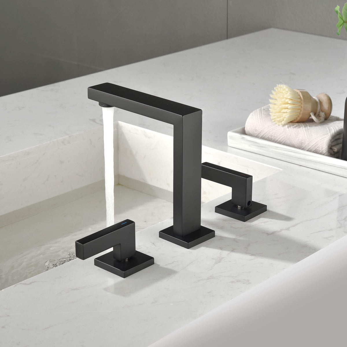 Matte Black 3-Hole Widespread Bathroom Faucet with Dual Handles