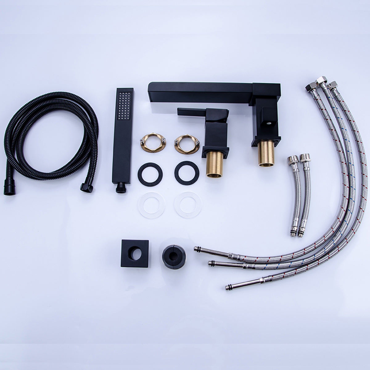 Single Handle Deck-Mounted Tub Filler with Hand Shower and Certified Valve