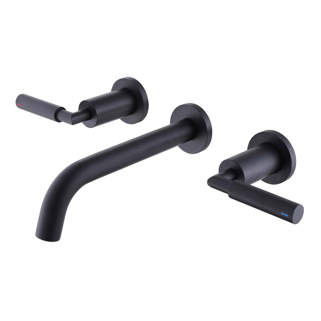 Wall-Mounted Bathroom Faucet Modern 3 Hole Sink Mixer with Dual Handles