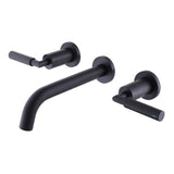 Wall-Mounted Lavatory Faucet with Twin Levers and Arc Spout