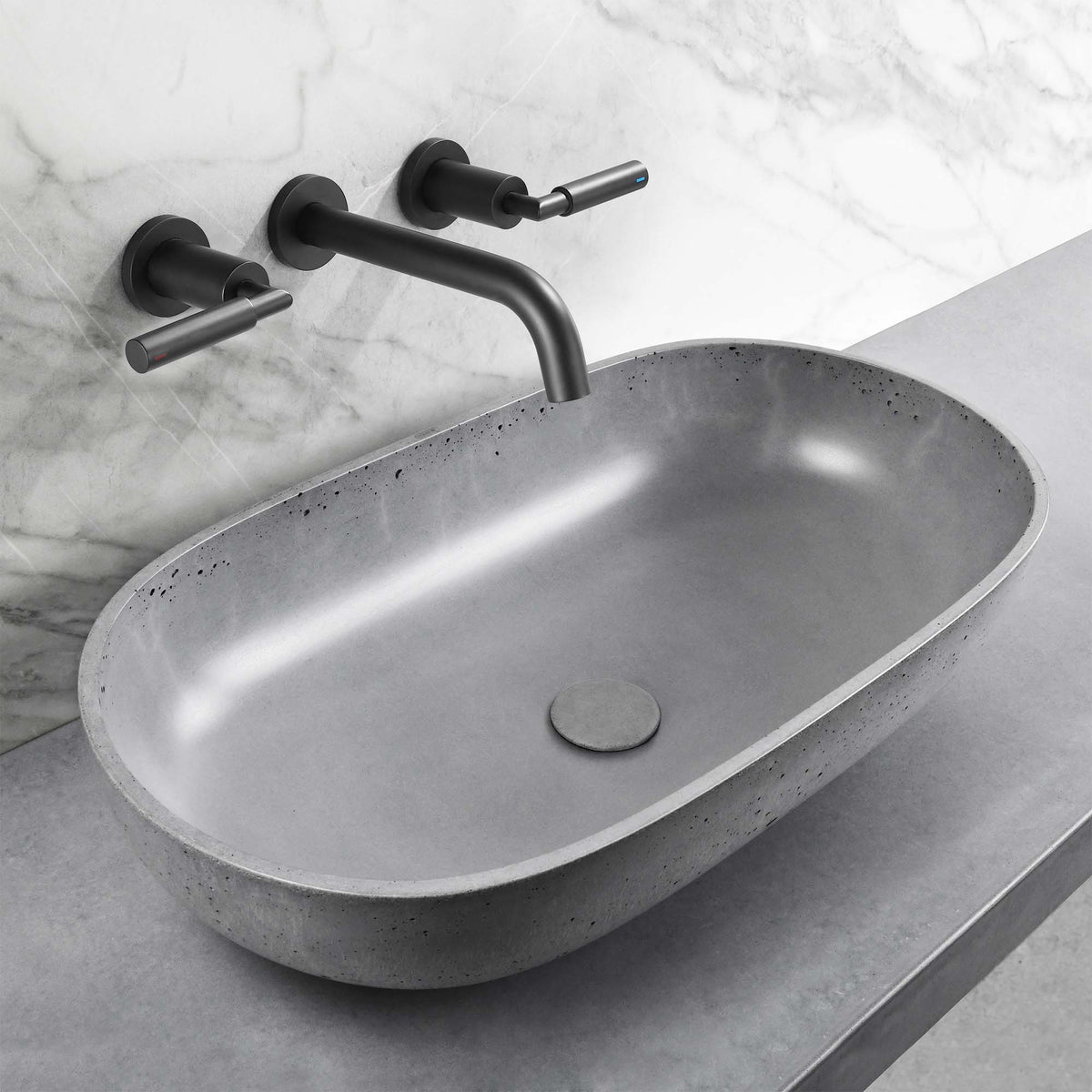 Wall-Mounted Bathroom Faucet Modern 3 Hole Sink Mixer with Dual Handles