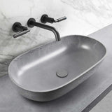 Wall-Mounted Lavatory Faucet with Twin Levers and Arc Spout