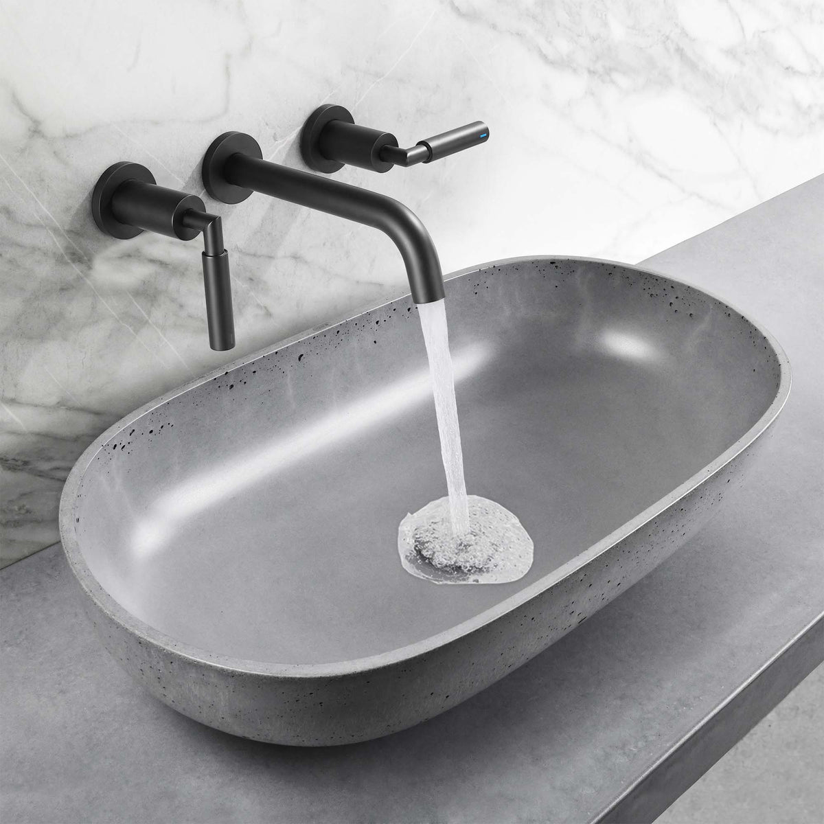 Wall-Mounted Bathroom Faucet Modern 3 Hole Sink Mixer with Dual Handles