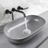Wall-Mounted Lavatory Faucet with Twin Levers and Arc Spout