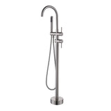Freestanding Tub Filler with Handheld Shower Wand and Minimalist Design