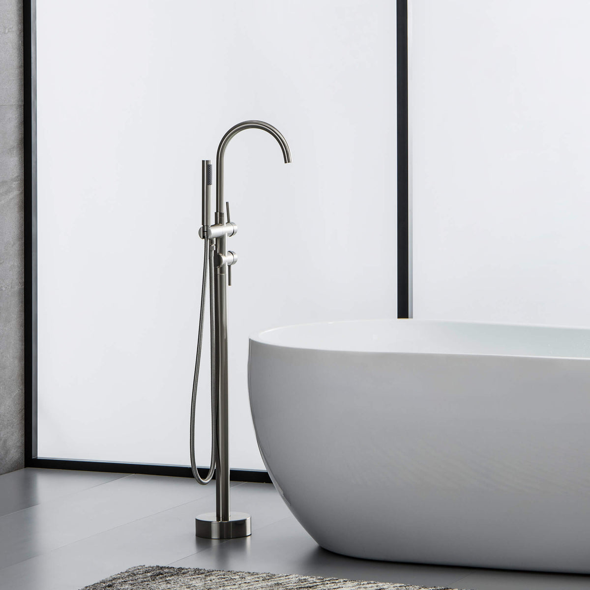 Freestanding Bathtub Faucet with Handheld Shower 304 Stainless Steel Tub Filler