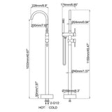 Freestanding Tub Filler with Handheld Shower Wand and Minimalist Design