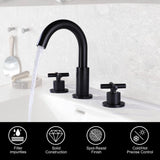 3-Piece Faucet Set with Arched Spout and Cross Knobs