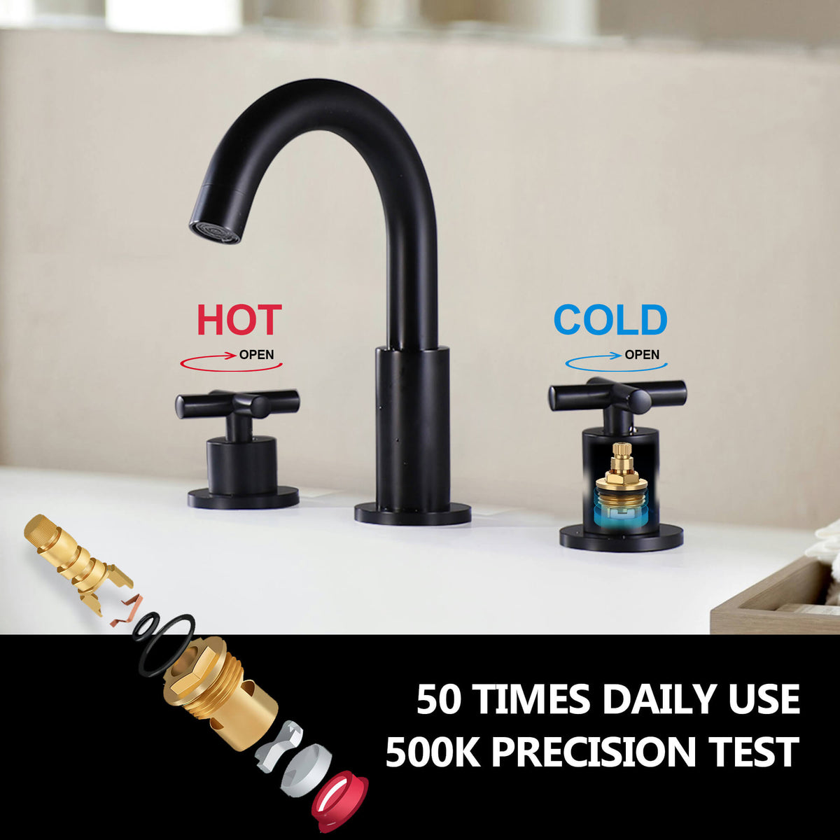 Widespread Bathroom Faucet with Cross Handles Solid Brass Dual Handle Sink Faucet