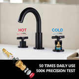 3-Piece Faucet Set with Arched Spout and Cross Knobs