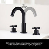 3-Piece Faucet Set with Arched Spout and Cross Knobs